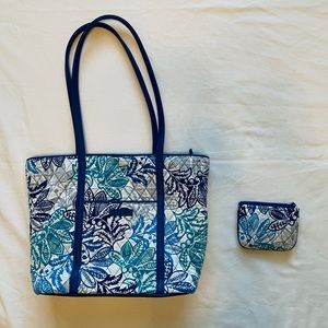 VERA BRADLEY Commuter Tote Bag & Coin Purse - Santiago - 2 Piece Lot.